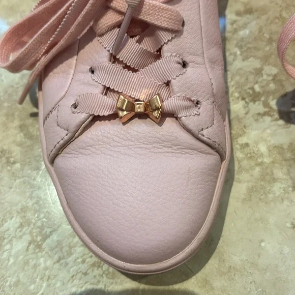 Ted Baker London Astrina Pink Sneakers Lace Up leather ruffle detail size 7.5 - Picture 8 of 11